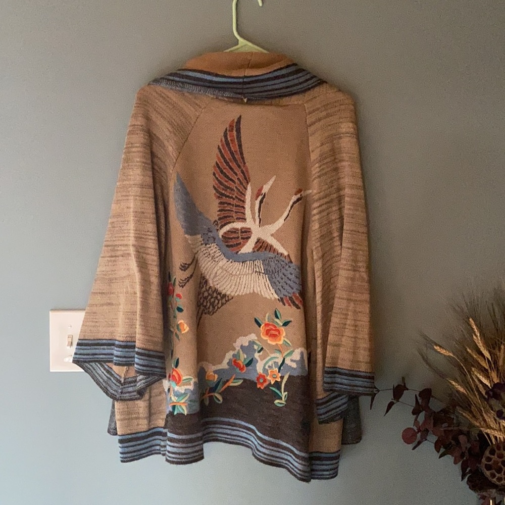 Anthropologie Monogram Crane Cardigan